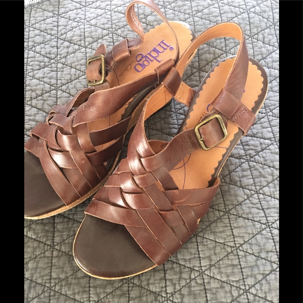 Indigo by Clarks Brown Leather cork Wedges